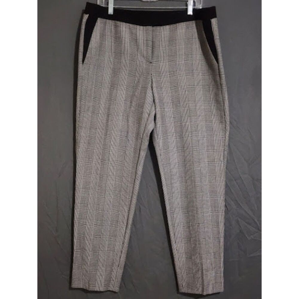 Covington Essentials Plaid Trousers Pants Workwear Black White Size 14